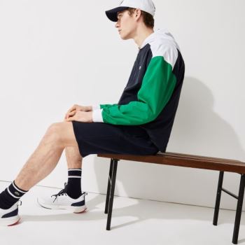 Lacoste SPORT Roland Garros Zip-Up Windbreaker Pánské - Větrovky Tmavě Blankyt Blankyt / Zelene / Bí